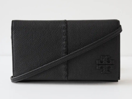 Tory Burch McGraw Pebble Leather Wallet Crossbody Clutch ~NWT~ Black - £198.61 GBP