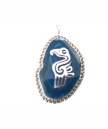 LARGE Sterling Pendant South AMERICAN Agate Slice Geode Slice Vintage Me... - $2,225.04 MXN