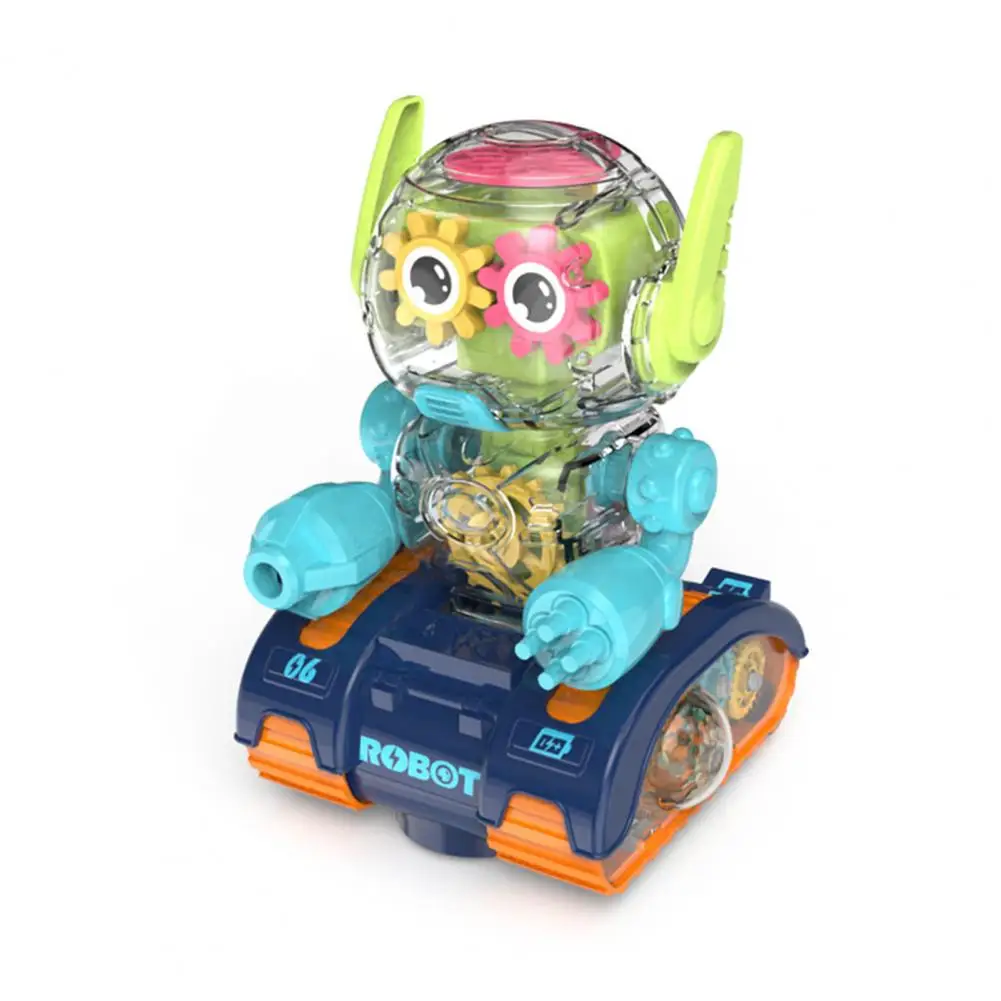 Cartoon Robot Toy with Light Music Universal Wheels Playing Automatic Steering - £21.32 GBP
