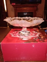 Mikasa Pedestal Footed Glass Bowl 9.75” Christmas Story Frosted Vintage - £23.70 GBP