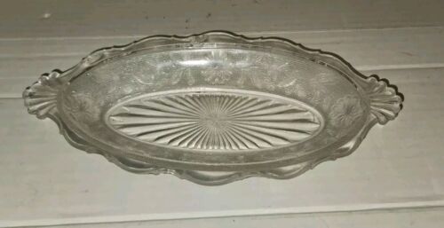 Vintage Pressed Sandwhich Style Relish Jellie Dish 9.5 Inch Floral Patte... - $9.99