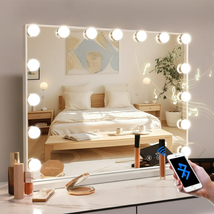 23&#39;&#39;x19&#39;&#39; Vanity Mirror with Lights Bluetooth Tabletop Wall Mount Metal White - £91.76 GBP