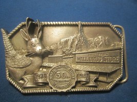 Vtg Pewter Belt Buckle Hustead&#39;s Wall Drug Store 1931-1981 S Dakota [j10t] - £37.06 GBP