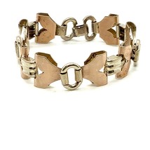 Vtg Sign Reisler Sterling Silver and Rose Gold Plated Modern Link Bracelet 7 1/2 - £75.00 GBP