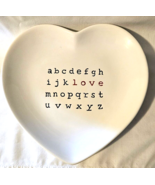 Love Crossword White Heart 8.5&quot; Plate Red &amp; Black Embossed Letters Potte... - $37.64 CAD