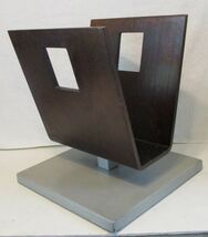 Mid-Century Modern Industrial Age Wood and Steel Magazine Rack  - $396.00