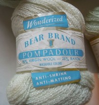 Bear Brand Pompadour Wool Blend Yarn 4 Skeins 1 Ounce Balls  Pale Green w Silver - £9.54 GBP