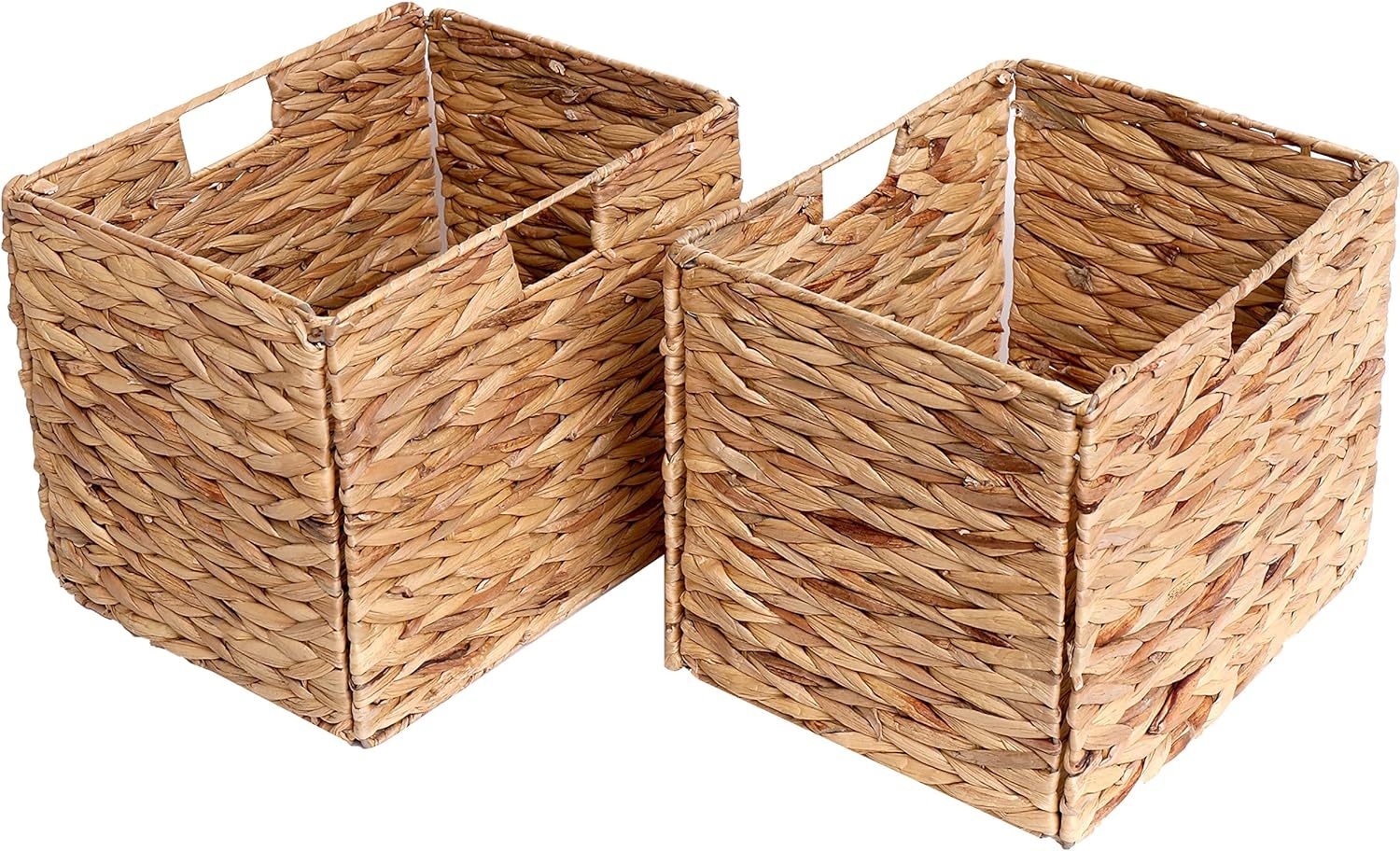 Wicker Baskets 13.6X11X11 Inches, Folding 2 Packs Handmade Woven, Seagrass - $56.93