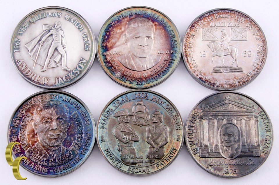 Mardi Gras Doubloon Silver Set (6 Pieces) Krewe of Crescent City Collection Item image 2
