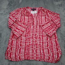 Gloria Vanderbilt Shirt Womens S Red Nova Flare Long Sleeve Casual Tunic Blouse - £15.52 GBP