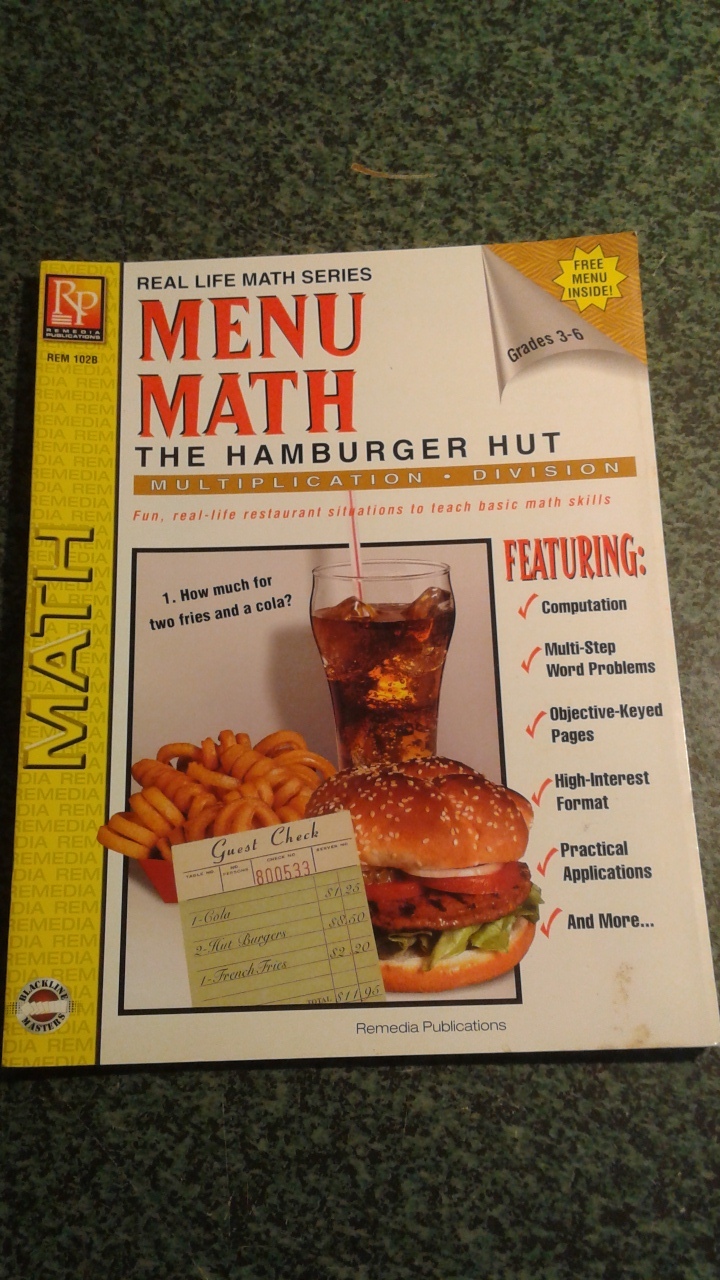MENU MATH THE HAMBURGER HUT, MULTIPLICATION * DIVISION, REMEDIA PUBLICAT... - $10.99