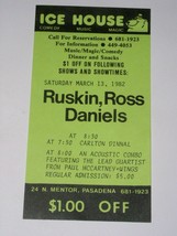 Rick Ruskin Concert Ticket Vintage 1982 Ice House Pasadena California - $24.99