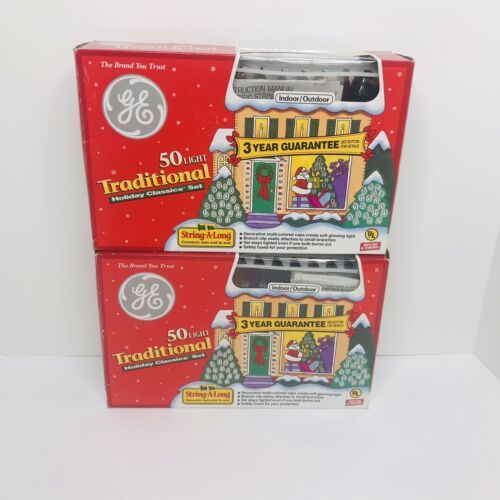 Primary image for Lot of 2 Sets GE 50 Light Traditional Holiday Classics Set Christmas Lights NEW