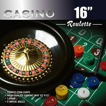 16 Inch Roulette Wheel Game Set w/ Layout, Chips, Rake (Discounted, Open Box) - £15.61 GBP