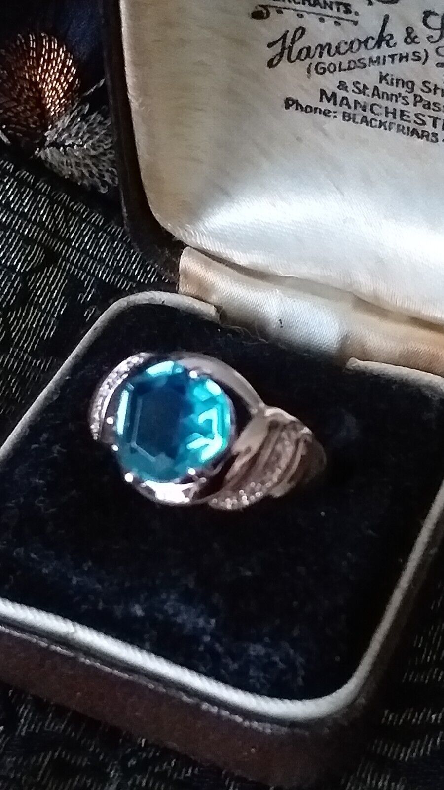 Vintage 1990-s 14 Ct Rolled Gold Aquamarine Ring Size UK O US 7 - Hallma... - $74.25