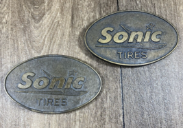 Sonic Tires Brass Belt Buckles Set of 2 - £15.71 GBP