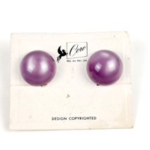 Vintage Coro Designer Purple Cabochon Screw Back Earrings On Original Card - £14.18 GBP