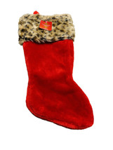 Christmas House Fluffy Bas Cheetah Animal Stocking 16inx8in - $43.45 CAD