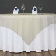 Champagne Sheer Organza 72X72&quot;&quot; Square Table Overlay Topper Wedding Supplies Gif - £6.89 GBP