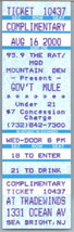 Biglietto Del Concerto Gov&#39;t Mule Untorn 16 Agosto 2000 Sea Bright New Jersey - $39.58