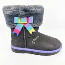 Skechers Cozy Ups Hot Cocoa Cutie Gray Girls Size 4 Suede Fur Boots - £38.44 GBP