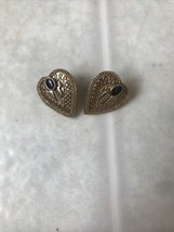 Vintage 90&#39;S Heavy Heart / Conch Shaped Pierced Earrings - £16.90 GBP