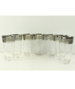 Vtg 70s Mid Century Modern MCM 7 Geometric Silver Band Highball Cocktail... - $98.95