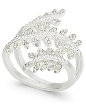Charter Club Fine Silver Plate Crystal Leaf Wrap Ring, Size 5 - £8.65 GBP