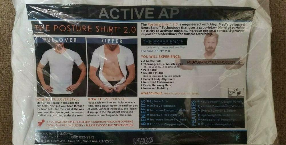 Men's AlignMed Posture Correcting Shirt 2.0 Neuroband Technology White Large
