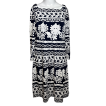 Trulli Dress Woman 10 Medium Blue Knee Length Faux Scalloped Stylish Modern - $24.87