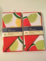 Spring dish drying mat watermelon lime fruits lot of 2  red 12x18 in new - £7.92 GBP