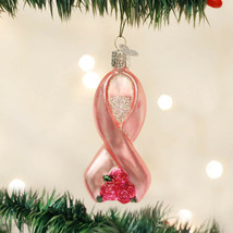 Old World Christmas Pink Ribbon w/ROSES Glass Christmas Ornament 36164 - £10.90 GBP