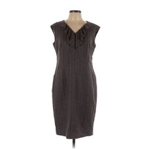 Womens Size 6 Classiques Entier Brown Ruffle Accent Wool Sheath Dress - £33.28 GBP