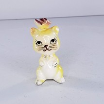 Vintage Kitschy Cat Figurine Kitten Yellow Miniature *Repaired* - $14.99