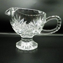 Crystal Footed Gravy Boat Fan and Criss-Cross Pattern Vintage Glassware - £30.20 GBP