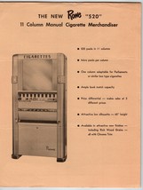 Rowe Model 520 Cigarette Vending Machine Flyer 1953 Promo Art 8.5&quot; x 11&quot;... - $42.28