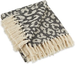 Dii Bold Eclectic Leopard Woven Throw, 50X60, Black With White Spots - £27.30 GBP