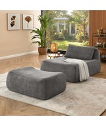Grey Large Bean Bag Chair Sofa with Ottoman &amp; Waist Pillow - $498.18 CAD