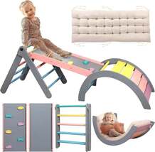 Pikler Triangle Set with Cushion, 7 in 1 Toddler Climbing Toys Indoor, M... - $292.74 CAD+