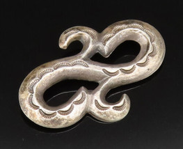 ZUNI NAVAJO 925 Silver - Vintage Double Etched Swirls Brooch Pin - BP9819 - £120.45 GBP