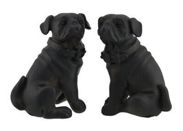 Scratch &amp; Dent Adorable Brown Enamel Finish Pug Dog Bookends Set of 2 - £16.02 GBP
