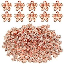 20 Flower Beads Spacer Metal Plated Rose Gold 6mm Findings Jewelry Making  - $1.98