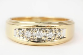Men&#39;s Round Cut 1.50 Ct Diamond Pinky Ring Wedding Band 14K Yellow Gold Finish - £62.38 GBP