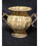 Vintage Mid-Century ITALY 10&quot; Metal Art Urn Jar Container Planter Beige ... - $31.47