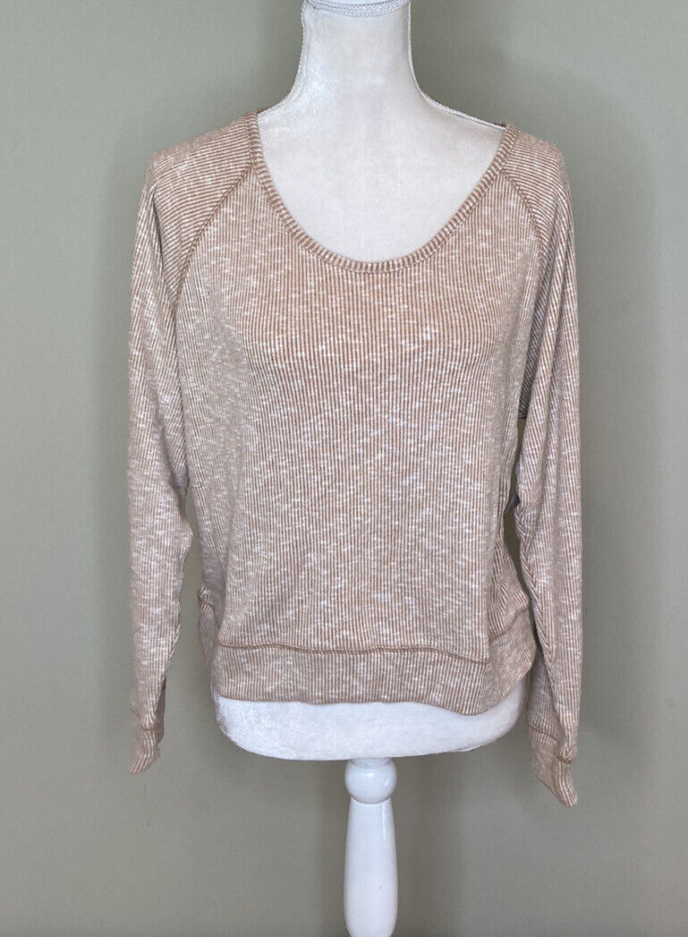 Primary image for love by Gap NWT women’s Ribbed Long sleeve scoop neck top Size S Tan M4