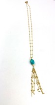 Sterling Silver Turquoise Pendant Tassel Necklace  30&quot; Milor Italy Gold Vermeil - £28.60 GBP