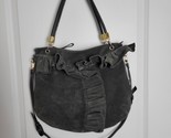Felix Rey New York Grey Suede Leather Ruffle Gypsy Hobo Handbag Purse - £27.05 GBP