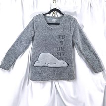 Serra Womans Pajama Top Small Gray Polar Bear Design Fuzzy Cozy Super Soft - £7.31 GBP