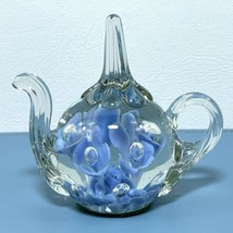 St. Clair Controlled Bubble Teapot Ring Holder Paperweight Light Blue 4&quot;x4.5&quot; - £14.93 GBP