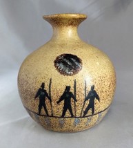 Michael Schlyer Flat Earth Studios Pottery - 3 Warriors Vase (4&quot; tall) - £19.47 GBP